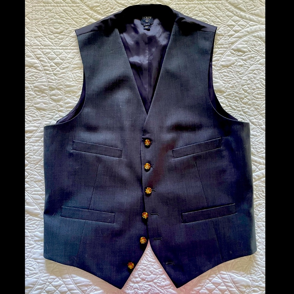 Navy J. Crew suit vest, medium
